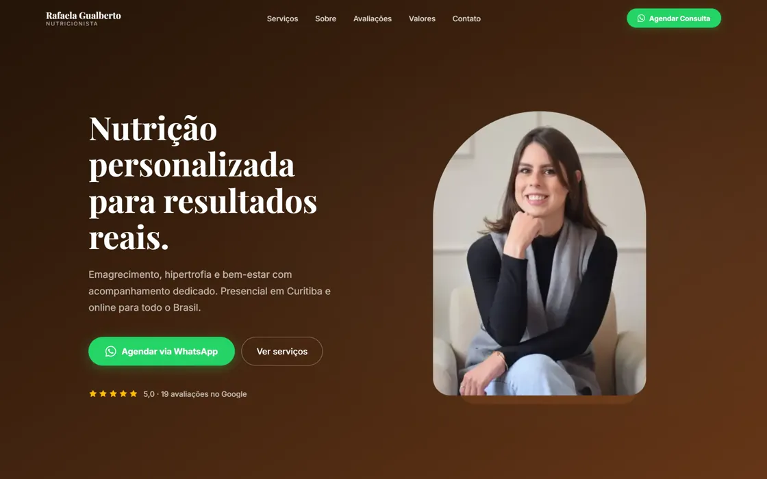 Site de Nutri Rafaela feito pelo Guilherme